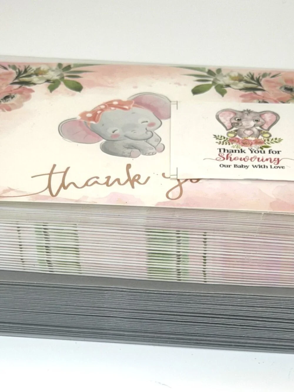 Winoo Design Baby Girl Elephant Thank You Cards 36 Pack New